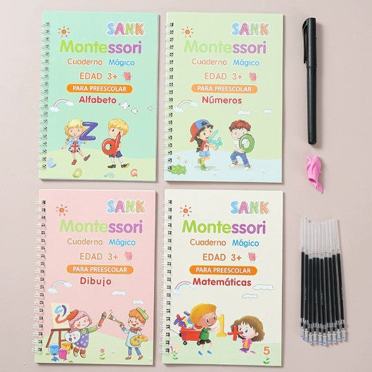 Kit 4 Libros de Caligrafía con Tinta Mágica para Niños ✏️📚